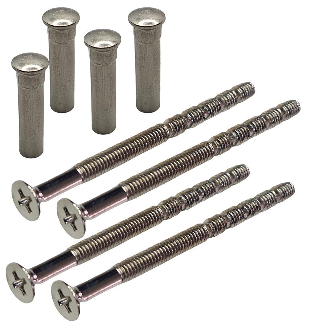 M4 x 60mm Chrome Door Handle Screws with Chrome Security Bolt Carriage Sleeve Male to Fe-male Connecting Screws for Door Handle, Knobs Escutcheons and Others (Pack of 4)