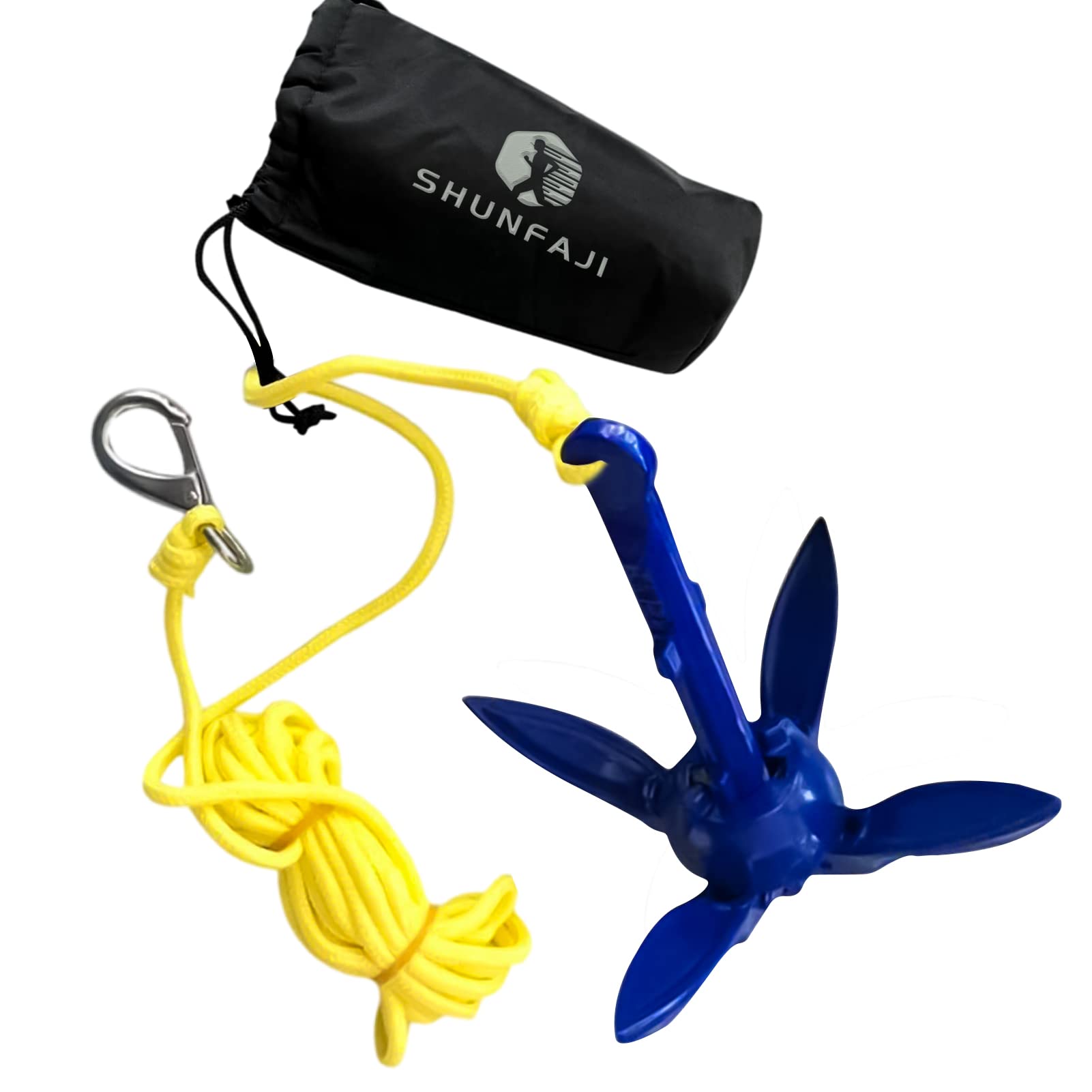 Shunfaji Aluminum Folding Anchor Kit with Rope for Canoe Kayak Small Boat Anchor Boat Anchor for SUP, Paddle, Kayak, Canoe, Motor Boat Present