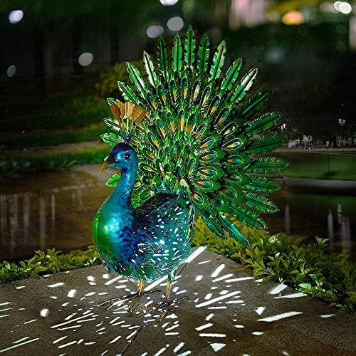 CHISHEEN Garden Peacock Statues Sculptures, Peacock Decor with Solar