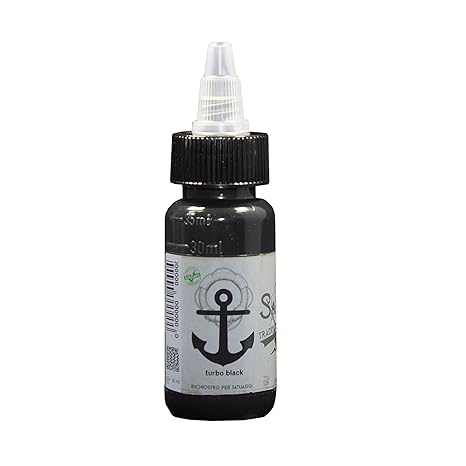 Sailor Jerry Tattoofarbe, Turbo Black (Turbo Schwarz), 30 ml. Made in GERMANY! Mit Zertifikat! Tätowierfarbe, Tattoo Ink, Ver
