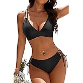 Women's Two Piece Bikini - Push Up Swimsuit Set V Neck Lace Up Bathing Suit 2025 Swimwear