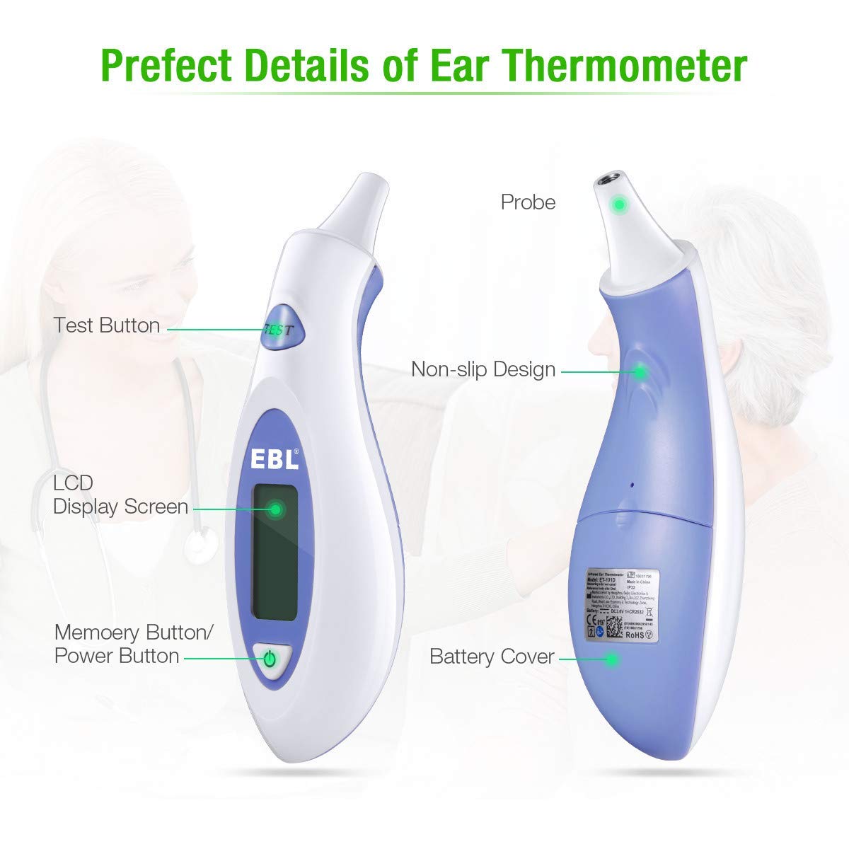 EBL Digital Ear Thermometer Ultra Accurate for Babies Kids and Adults