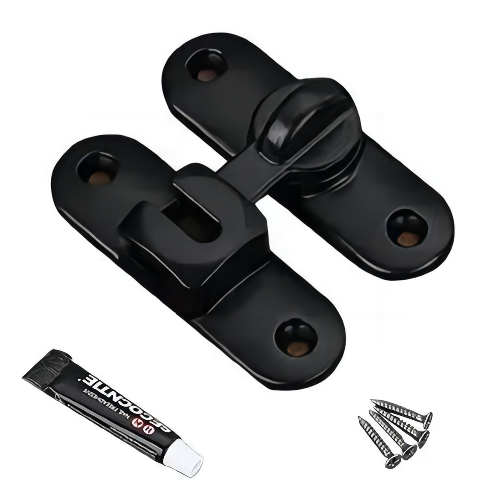 Toolzia Flip Barn Door Lock, 90 Degree Locks for Barn Security Door Latch with Screws Small Gate Latches Hardware for Barn, Garden, Bathroom, Cabinet, Window, Sliding Door (Black)