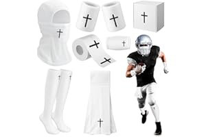 GIFTLYZE 7 Pcs Faith Cross Football Towel Cotton Tube Socks Wristband Chin Strap Cover Quarterback for The Football Field - Bi-fold Hook & Loop Closure - Thin Sports Towel - Men/Youth/Adults (Cross White)
