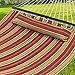 Best Choice Products Quilted Double Hammock w/ Detachable Pillow, Spreader Bar - Burgundy and Tan Stripe