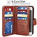 idudu iPhone 6 Plus/iPhone 6S Plus Case, Luxury PU Leather Wallet Flip Cover Case with Credit Card Holder Built-in 9 Card Slots & Wrist Strap for iPhone 6 Plus/iPhone 6S Plus (Brown)