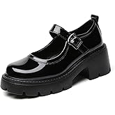 QHH Mary Jane Shoes Platform Mary Janes for Women Chunky Heel Pumps Business Casual Shoes Dress Shoes Comfortable Dressy Office Work Shoes for Ladies Womens