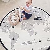53 Inches Adventure World Map Pattern Baby Crawling Mats Game Blanket Floor Playmats Kids Infant Child Activity Round Rug