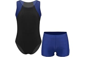 Loodgao Boy's Gymnastics Leotard Outfits Kids Ballet Dance Unitard with Shorts Set 2 Pcs Tracksuit