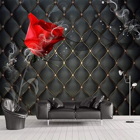 Amazon Lcymt カスタム壁画壁紙3d ローズ煙壁画リビングルームテレビヨーロッパスタイルの家の装飾3d壁紙 400x280cm 壁紙