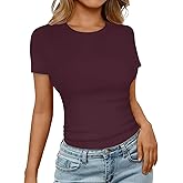 ZNVGIRL Women's T Shirt Basic Short Sleeve Summer Tops Slim Fit Y2k Tees Going Out Crop Top