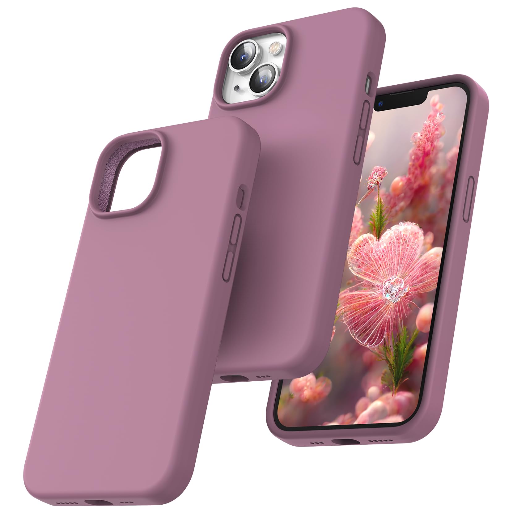 TOCOL Silicone for iPhone 14 Case 6.1-Inch, Liquid Silicone Multi-Color Slim Silky-Soft Touch Anti-Scratch Shockproof Protective Phone Cover, Lilac Purple