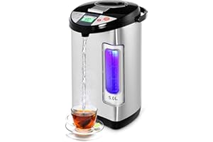 COSTWAY Instant Electric Hot Water Boiler and Warmer, 5-Liter LCD Water Pot with 5 Stage Temperature Settings, Safety Lock to Prevent Spillage, Stainless Steel Hot Water Dispenser
