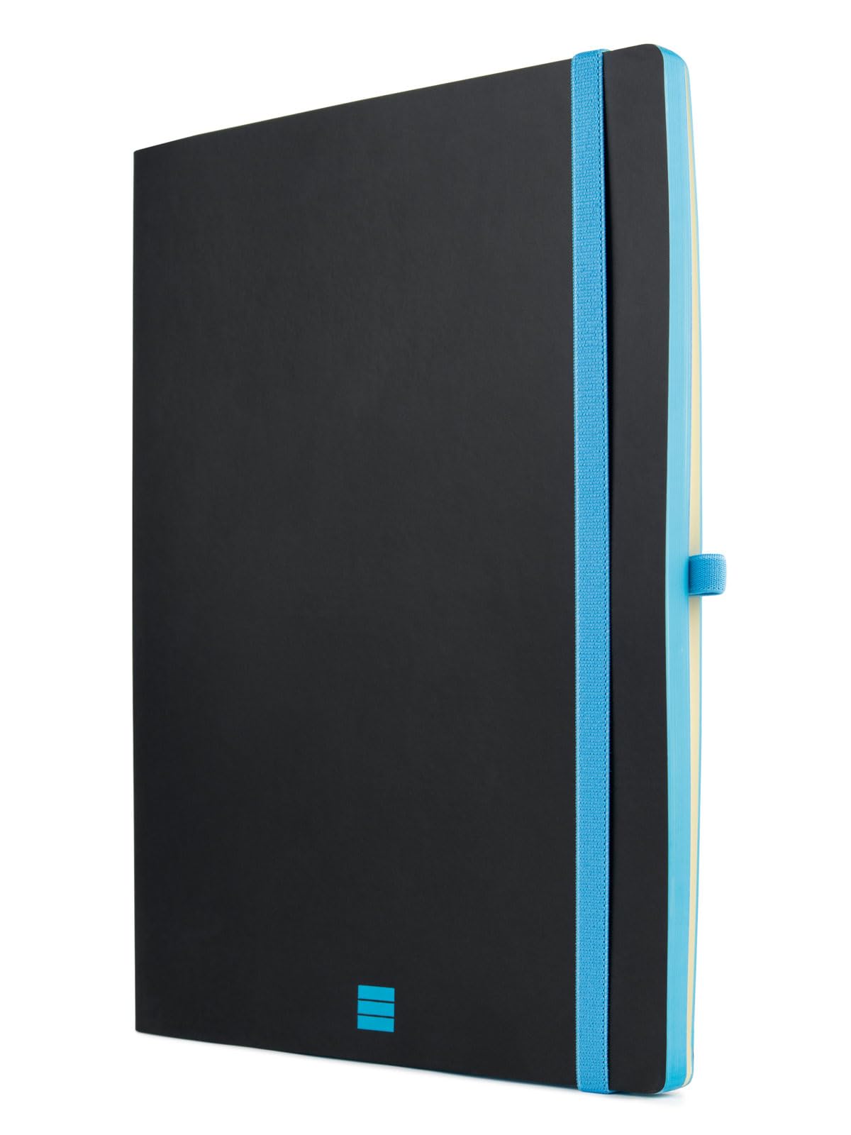 Finocam – Modern Plain Black Notebook, Soft Cover, Micro-Perforated Pages, Elastic closure, Pen Loop, 144 Pages