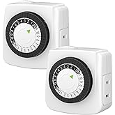 BN-LINK Indoor Timers Plug Mechanical 2 Prong Outlet Light Timer, 24-Hour Mini Lamp Timers 2 Pack, for Electrical Outlets, Fi