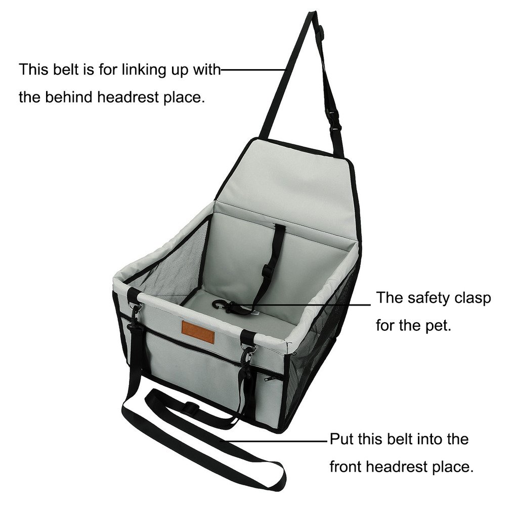 Mogoko Sac de Transport animeaux pour Voiture - Oxford - Spécial pour Voiture - Gris