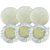 GAOLAOSY 6PCS 7 Inch Wool Car Buffing Pads, Lamb Fleece Polishing Pad Buffer Polisher Bonnets, Drawstring Design Drill Buffer Polisher Attachment for Car Detailing, Glass, Furniture