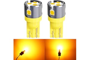 Fulanmi T10 LED Bulbs Amber Yellow Error Free for Car Side Marker Map Door Parking Trunk License Plate Light 168 194 175 W5W 6-SMD 3030 Chipsets, Pack of 2 Amber Yellow