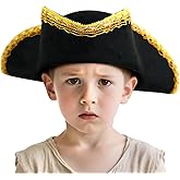 VZQI Pirate Hat for Kids Distressed Colonial Style Tricorn Hat for Boy Halloween Costume Accessory Pro 3-13T