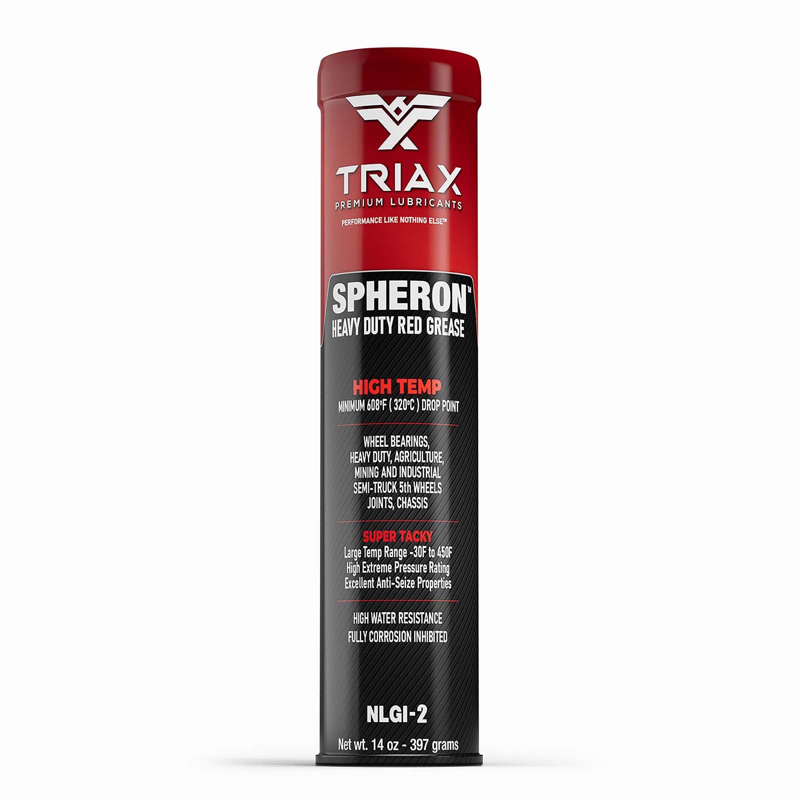 TRIAX Spheron HT Red Lithium Grease Cartridge – Super Heavy Duty Extreme Pressure Ultra Tacky Waterproof – High Temp > 204°C – For Bearings Joints 5th Wheel Suspension and Chassis