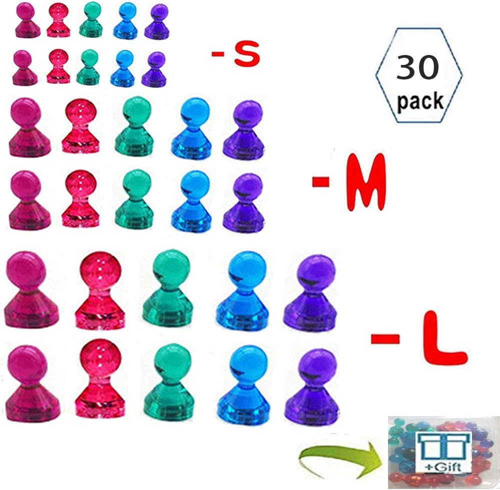 Push Pin Magnets,magnetic thumbtacks,colorful magnets,Refrigerator Magnets,Perfect Magnets for Calendars, Whiteboards, and Maps 30pcs