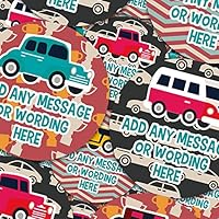 Graphic Flavor Awesome Retro Cars Personalized Sticker Labels (12 Stickers @ 2.5" Inch) Ideal for Reward Treat Favor Party Bags Candy Cones Jars Gift Boxes Bottles Crafts