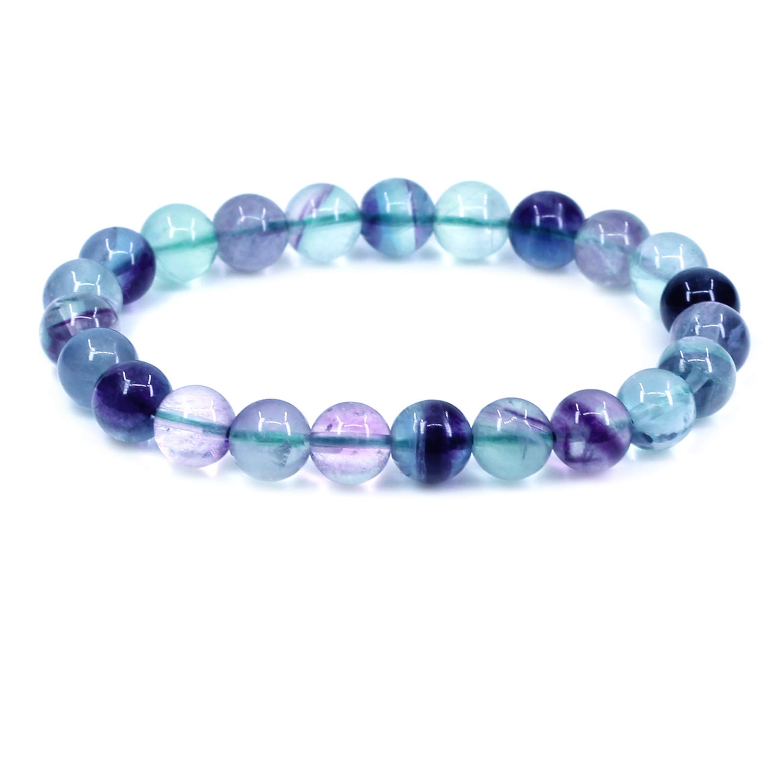 CHENYUE Natural A Clear Fluorite Gemstone 8mm Round Beads Stretch Bracelet 7" Unisex — image 1