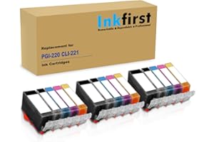 3 Set of 5 Inkfirst Compatible PGI-220 CLI-221 Ink Cartridges Replacement for Canon PGI220 CLI221 PIXMA MP560 MP620 MP640 MP9