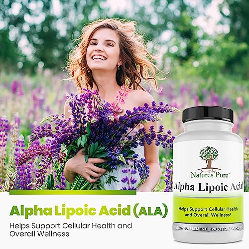 Simply Natures Pure Alpha Lipoic Acid 600mg 120 Veggie Capsules, Non-GMO Thioctic Acid 4 Month Supply