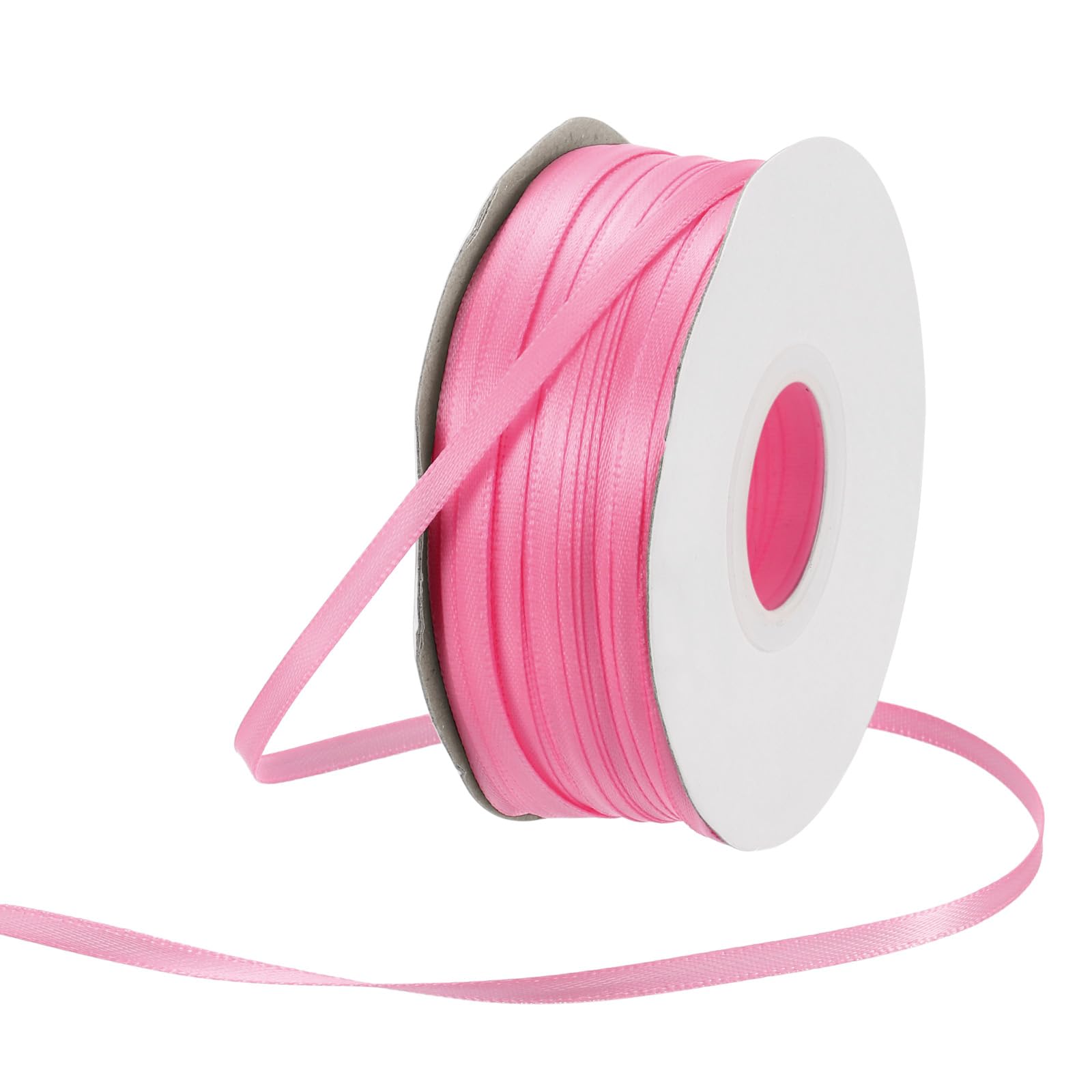 Rebower 3mm Satin Ribbon 91m Thick Double Face Grosgrain Silk Ribbon, [for Gift Wrapping, Hair Bows, Wedding, Cake, Flower] - 100 Yard/300ft/ Dark Pink