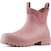 Showave Ankle Rain Boots Women Waterproof Garden Boot Comfort Lined Rubber Mud Chore Booties Slip on Chelsea Rain Footwear