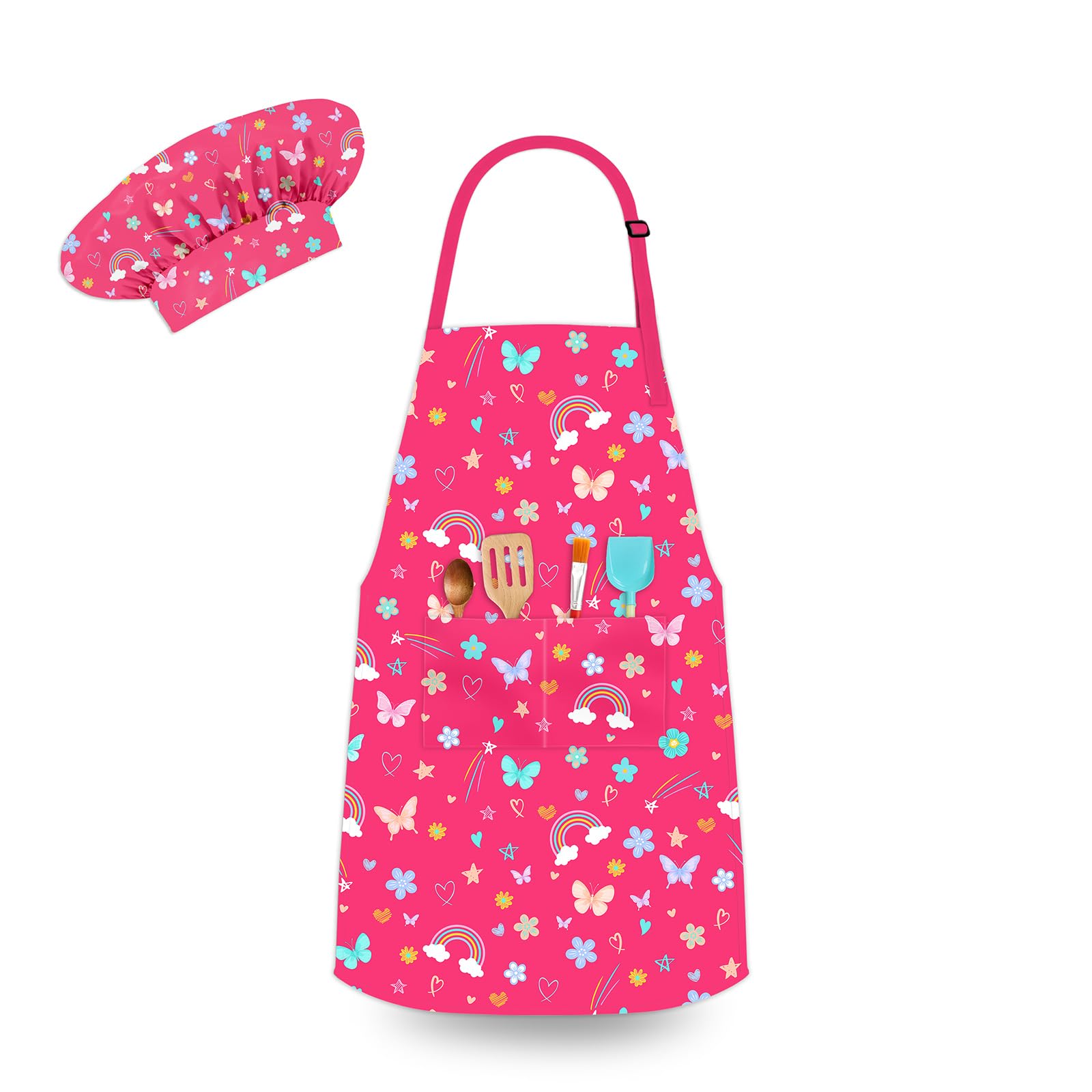 DEABOLAR Kids Chef Hat and Apron, Adjustable Kids