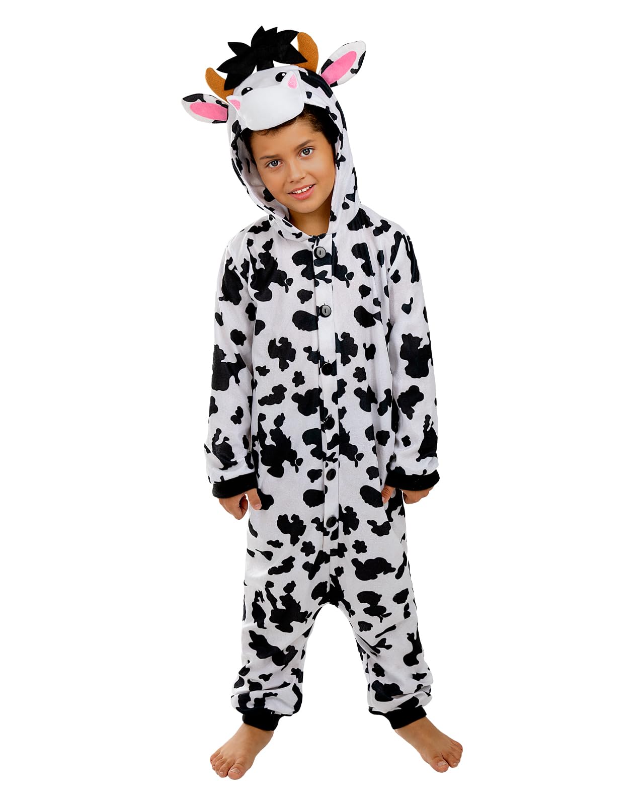 Funidelia | Onesie Cow Costume for boys and girls Animals, Farm - Costumes for kids, accessory fancy dress & props for Halloween, carnival & parties - Size 3-4 years - White