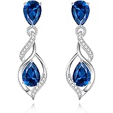 FANCIME Gift for Women Birthstone Earrings for Her Teardrop Birthstone Earrings S925 Sterling Silver infinity Love Birthday Gifts for Mom Women