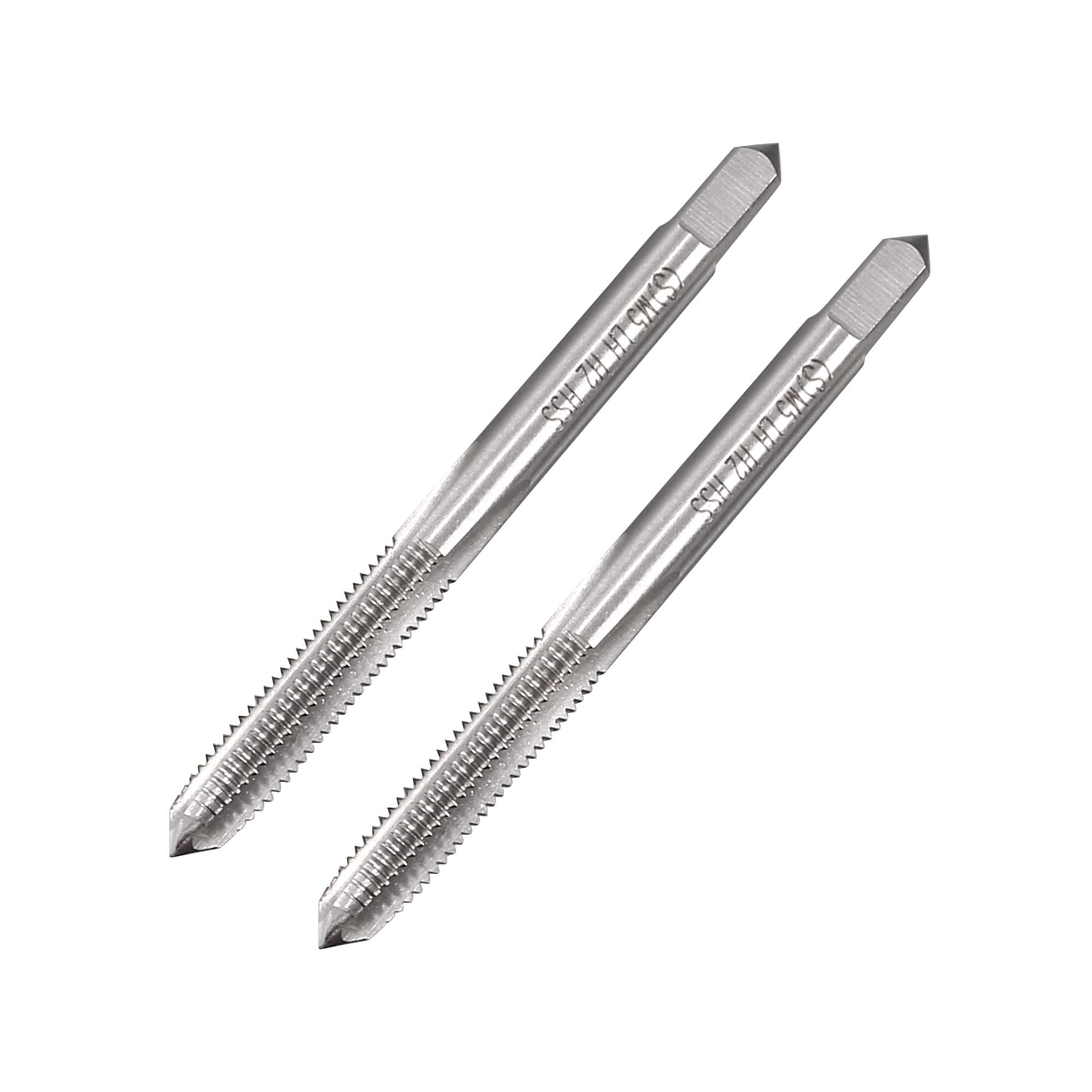 sourcing map Metric Machine Tap Left M5 Thread 0.8 Pitch H2 Accuracy 3 Flutes High Speed Steel 2pcs