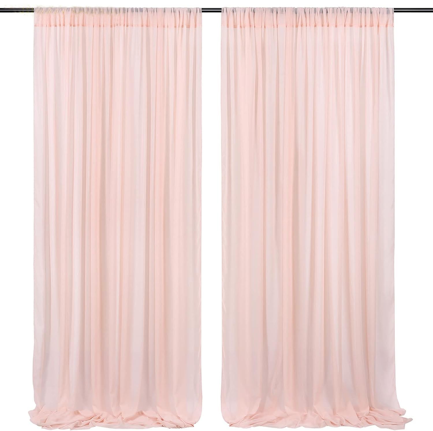 FLCSIed 5ft*10ft 2Panels Chiffon Backdrop Curtains, Wrinkle-Free Sheer Chiffon Fabric Curtain Drapes for Wedding Ceremony Arch Party Stage Decoration (Pink)