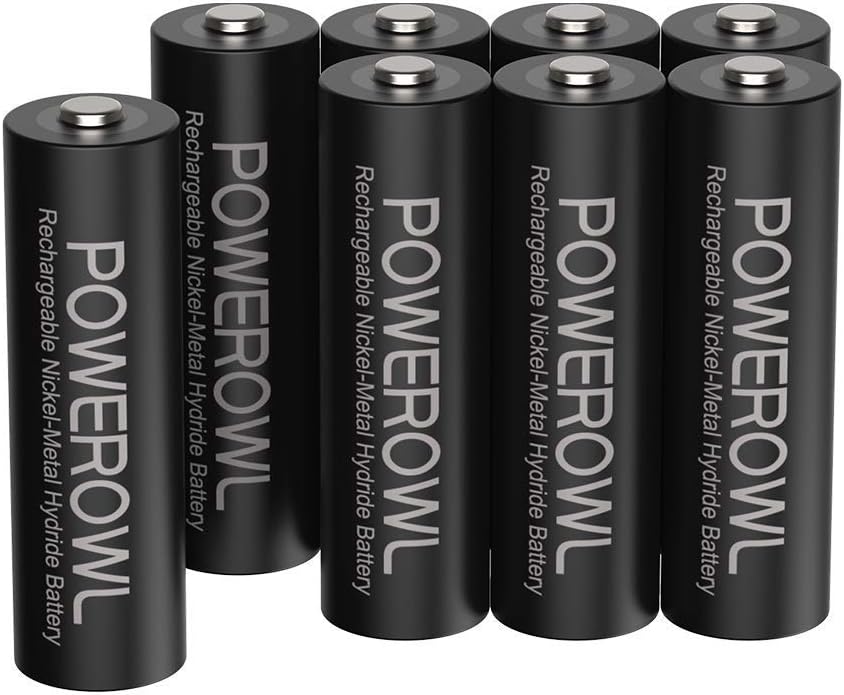 POWEROWL AA Rechargeable Batteries 8 Pack 2800mAh NiMH 1.2V Long Life