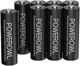 POWEROWL AA Rechargeable Batteries 8 Pack 2800mAh NiMH 1.2V Long Life