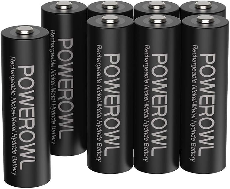 POWEROWL AA Rechargeable Batteries 8 Pack 2800mAh NiMH 1.2V Long Life