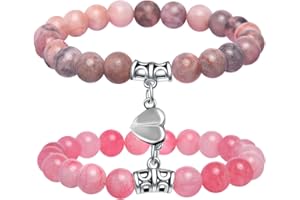 Smilelife Matching Heart Magnetic Bracelets for Couples & Best Friends - Long Distance Touch BFF Friendship Bracelets - Mom Dad Daughter Gifts