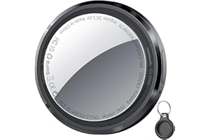 QCOQ Air Tags, Bluetooth Trackers Work with Apple Find My (iOS Only), Smart Tag with Protective Case/Keychain, Item Finders for Luggage/Key/Suitcases/Backpack, Replaceable Battery, IP68 Waterproof, Black