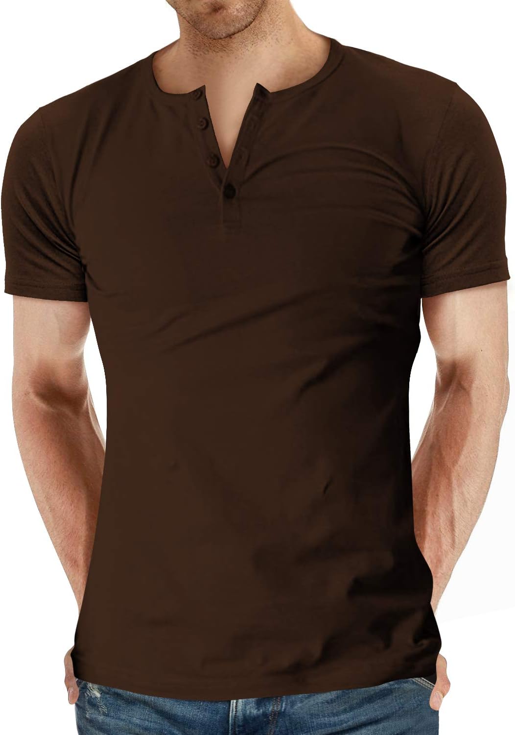 slim fit short sleeve henley