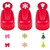 3 Pcs Christmas Punch Snowflakes Bow Xmas Tree Shape Punch for Cardstock | Paper Punch Set, 0.59'' Snowflake, 0.47'' Christmas Tree, 0.56'' Bow Hole Puncher for Craft Precise &amp; Clean Cut Easy to Use