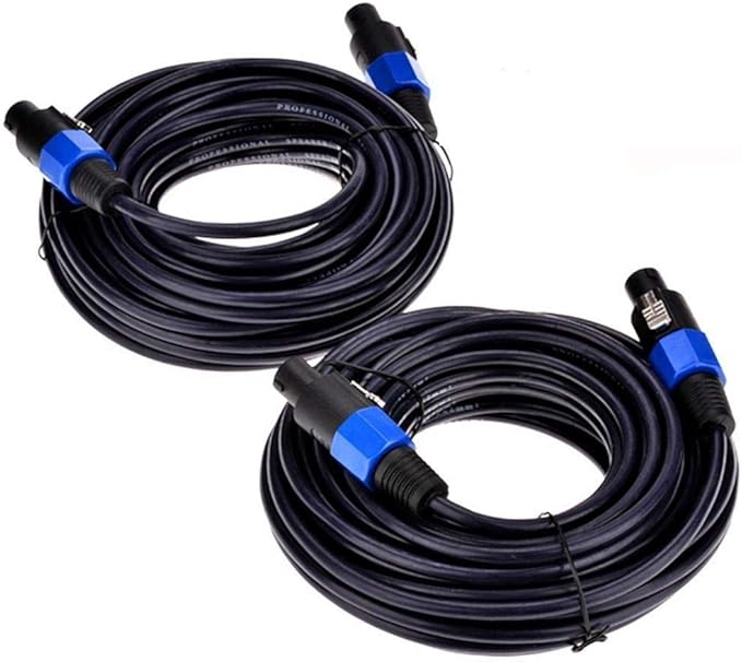 Dekomusic 2Pack 25 ft Male Speakon to Speakon Cables, Professional 12