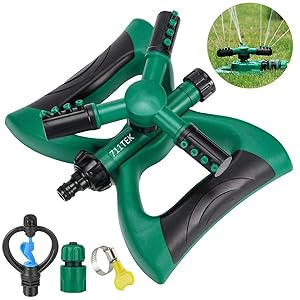 711TEK Garden Sprinkler Automatic Lawn Sprinkler Water Sprinkler Lawn Irrigation System 360 Degree Rotating Adjustable Oscillating Sprinkler for Garden Lawn Yard Kids (Sprinkler with Extra Head)
