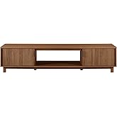 Walker Edison Arundo Fluted TV Stand for TVs up to 80 Inches, 70" TV Stand, Mocha