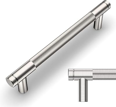 Amerdeco 128mm Knurled Cabinet Pulls Brushed Satin Nickel 10 Pack AM003