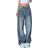 DUKBUBI Jeans for Women Wide Leg Baggy Jeans Low Waist Vintage Loose Boyfriend Denim Pants Y2K