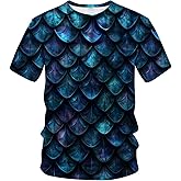 Rebaike Novelty Short Sleeve Crewneck Shirt Funny Fashion Fish Scale T-Shirt