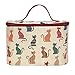 Signare Tapestry Toiletry Bag Makeup Organizer bag for Women with Cheeky Cat Design (TOIL-CHEKY)